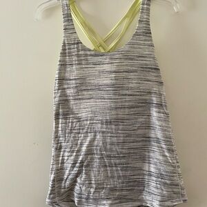 🍋 Lululemon  athletica Gray and neon Yellow 2 in 1 tank Top